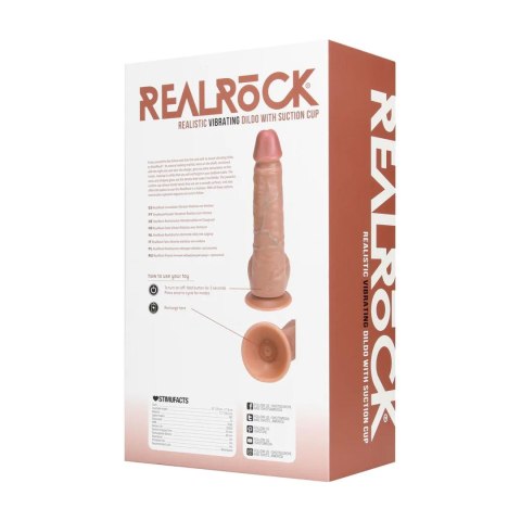 Vibrating Regular Straight Cock with Balls - 23 cm - Tan