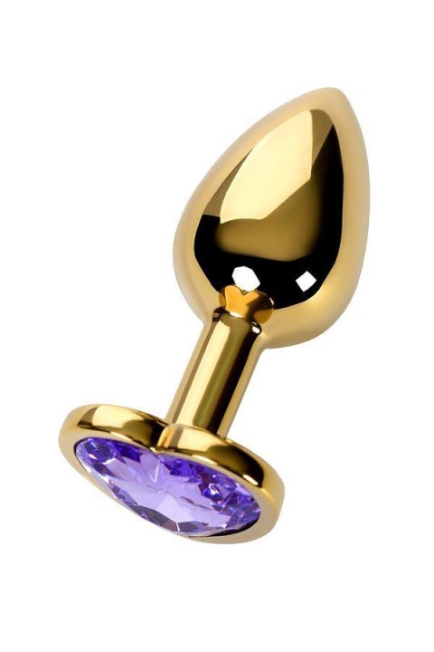 Anal plug Metal by TOYFA, metal, gold, with purple crystal, 7 cm, O 2.7 cm