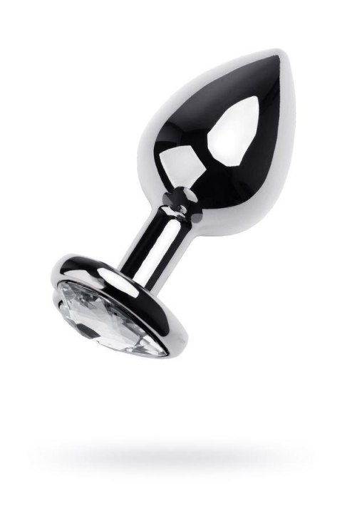 Anal plug Metal by TOYFA, metal, silver, with red crystal, 8 cm, O 3.4 cm