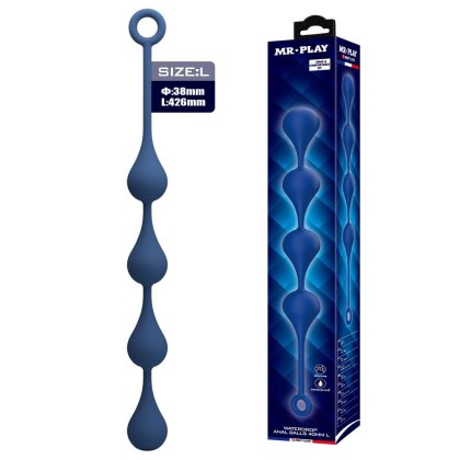Mr. Play Waterdrop - silikonowe kulki analne z pętlą, L 42,6 cm