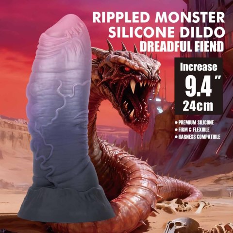 Power Monsters Dreadful Fiend - 24 cm Rippled Monster Silicone Dildo