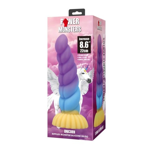 Power Monsters Unicorn - 22 cm Rippled Monster Silicone Dildo