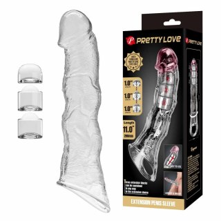 Pretty Love Extension Penis Sleeve with Modular Length Blocks Clear - 28 cm