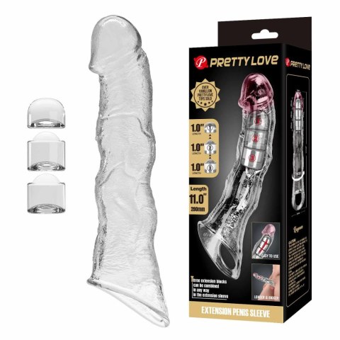 Pretty Love Extension Penis Sleeve with Modular Length Blocks Clear - 28 cm