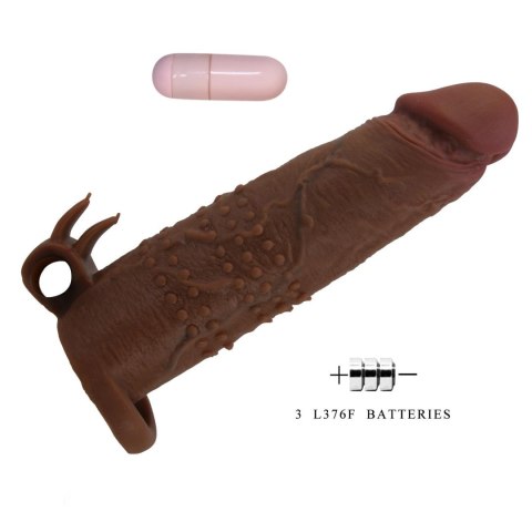 Pretty Love Quillon - 20 cm Vibrating Penis Sleeve Brown