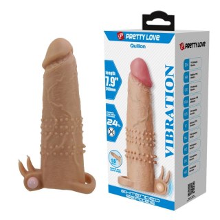 Pretty Love Quillon - 20 cm Vibrating Penis Sleeve Natural