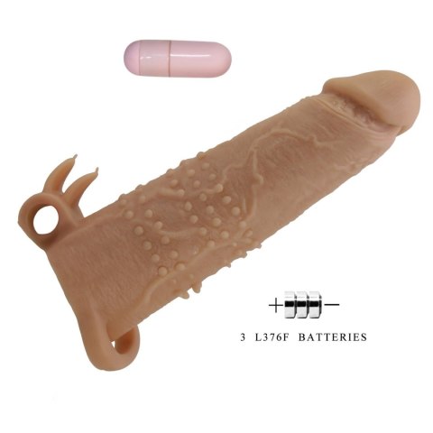 Pretty Love Quillon - 20 cm Vibrating Penis Sleeve Natural