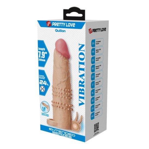 Pretty Love Quillon - 20 cm Vibrating Penis Sleeve Natural