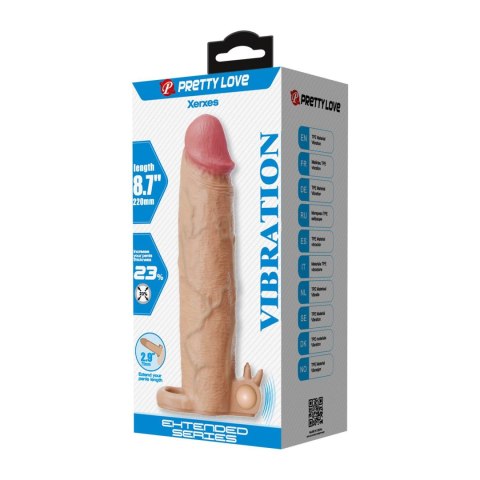 Pretty Love Xerxes - Penis Sleeve with Vibrating Ring, Flesh Color, 22 cm