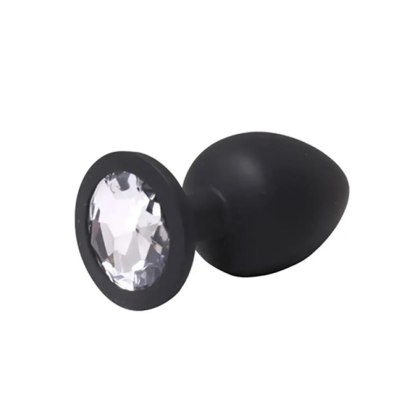 Black small butt plug with white crystal
