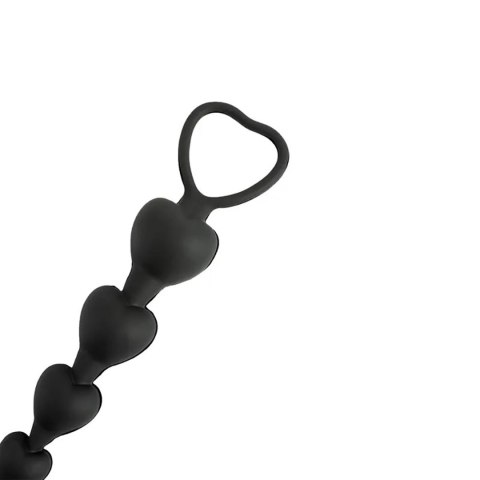 Silikonowe kulki analne w kształcie serduszek, czarne, 18 cm