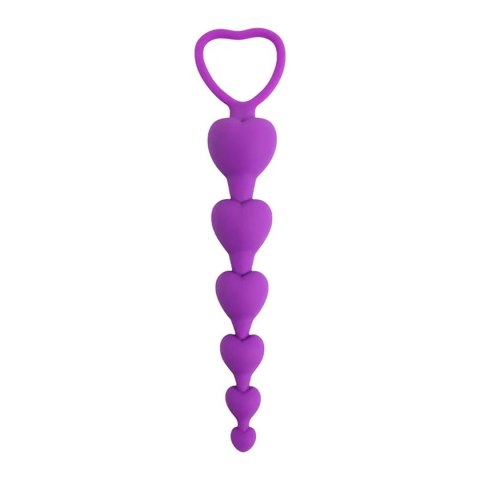 Silikonowe kulki analne w kształcie serduszek, fioletowe, 18 cm
