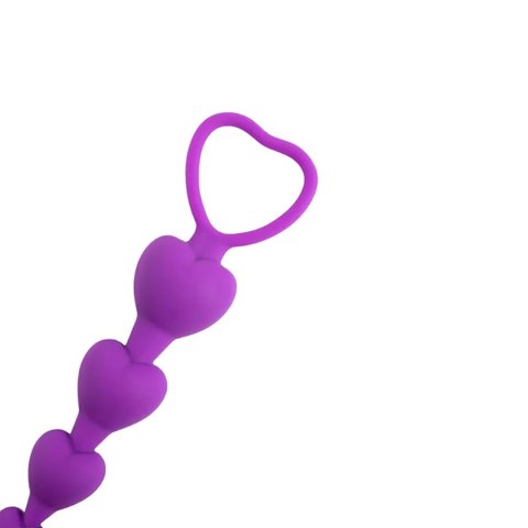 Silikonowe kulki analne w kształcie serduszek, fioletowe, 18 cm