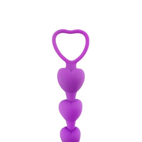 Silikonowe kulki analne w kształcie serduszek, fioletowe, 18 cm