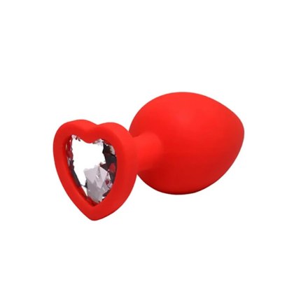 Red small heart-shaped butt plug with white crystal