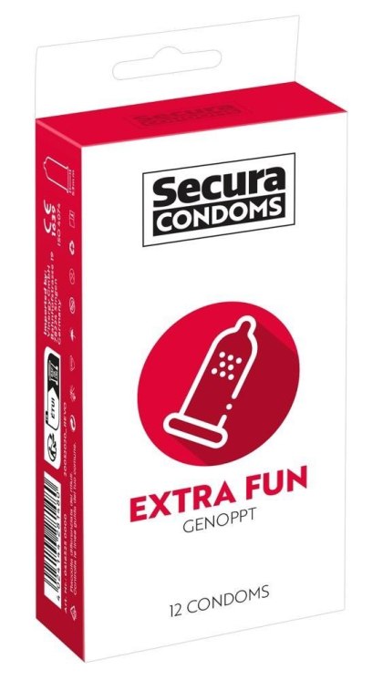 Secura Extra Fun - prezerwatywy prążkowane, 52 mm, 12 szt.