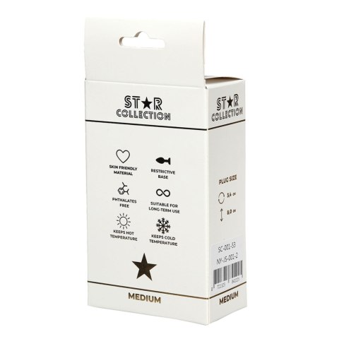 Star Collection - Silver Metal Anal Plug M - Light Blue Stone