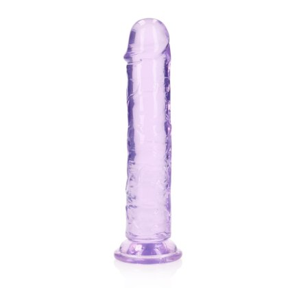 RealRock Crystal Clear - fioletowe dildo z przyssawką, 20 cm
