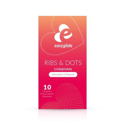 EasyGlide Ribs & Dots - prezerwatywy z prążkami i wypustkami, 10 szt.