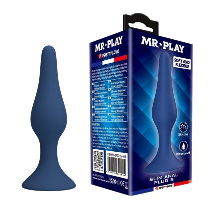 Mr. Play Slim Anal Plug S - smukły silikonowy korek analny, granatowy