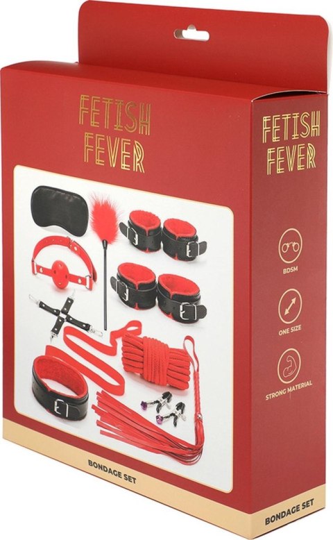 Fetish Fever - 10-częściowy zestaw BDSM, czerwono-czarny