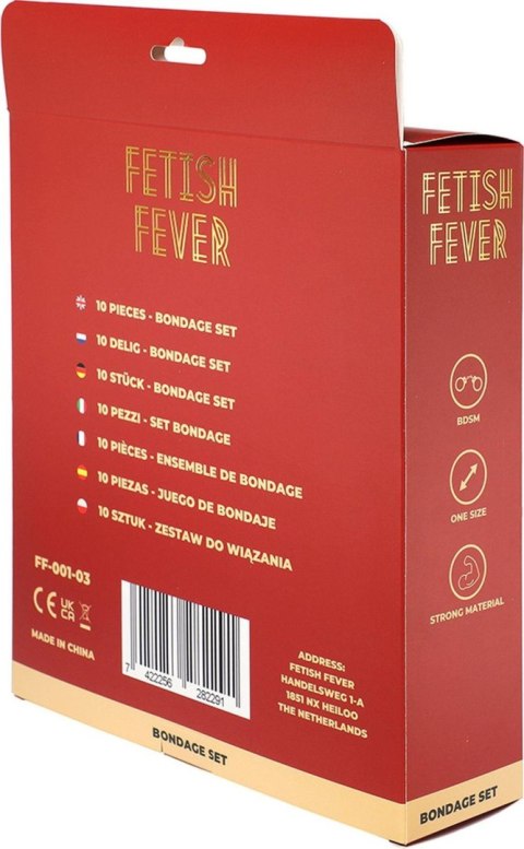 Fetish Fever - 10-częściowy zestaw BDSM, czerwono-czarny