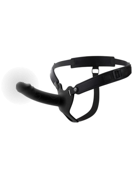 Inferno - pusty strap-on z wibracjami i pilotem, czarny