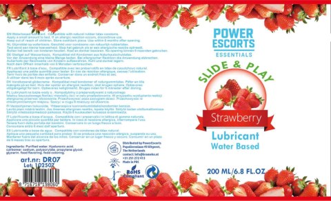 Power Escorts - DR07 - Strawberry Water-Based Lubricant 200ml - Slide & Play Personal Lube