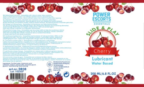 Power Escorts - DR08 - Cherry Water-Based Lubricant 200ml - Slide & Play Personal Lube