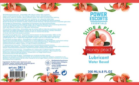 Power Escorts - DR11 - Honey Peach Water-Based Lubricant 200ml - Slide & Play Personal Lube