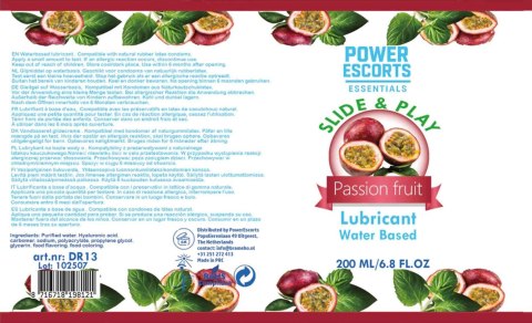 Power Escorts - DR13 - Passion Fruit Water-Based Lubricant 200ml - Slide & Play Personal Lube