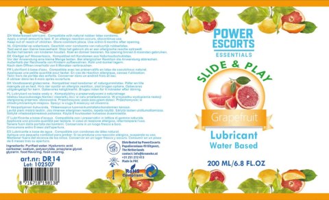 Power Escorts - DR14 - Grape Fruit Water-Based Lubricant 200ml - Slide & Play Personal Lube