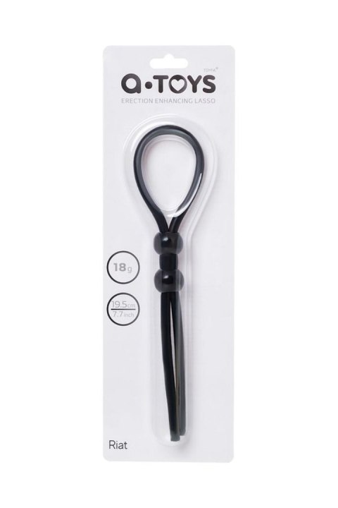 Lasso on the penis A-toys by TOYFA with two beads, silicone, black, 19.5 cm