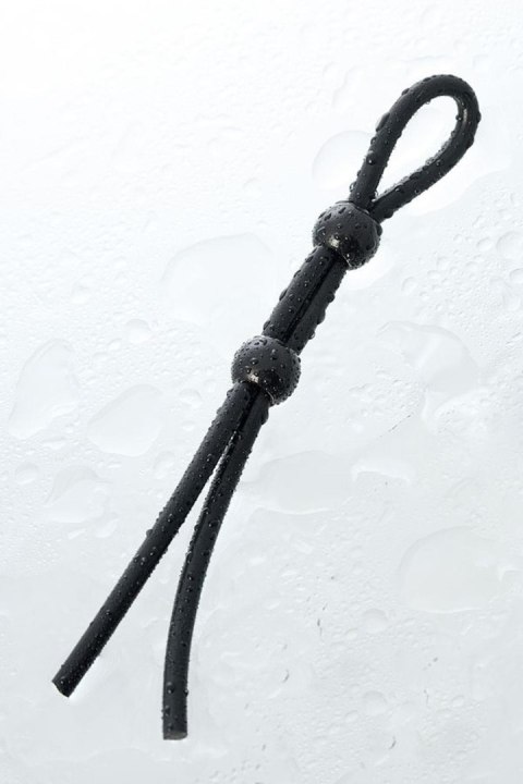 Lasso on the penis A-toys by TOYFA with two beads, silicone, black, 19.5 cm