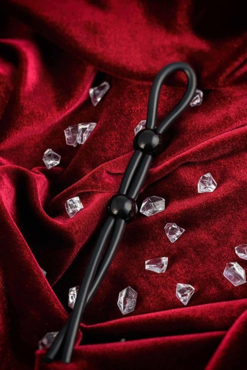 Lasso on the penis A-toys by TOYFA with two beads, silicone, black, 19.5 cm