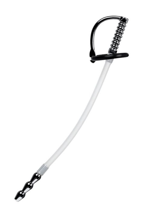 Urethral catheter TOYFA Metal, with replaceable securing rings, silicone, silver, 23cm