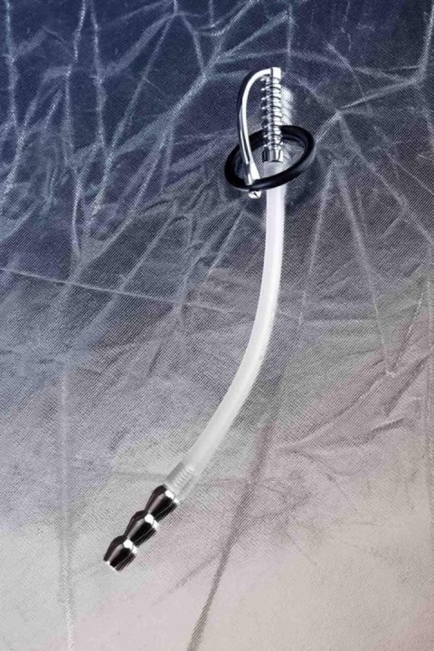 Urethral catheter TOYFA Metal, with replaceable securing rings, silicone, silver, 23cm