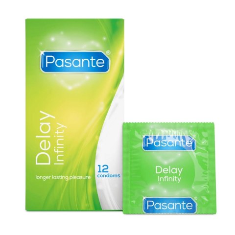 Pasante Delay Infinity - prezerwatywy opóźniające 53 mm, 12 szt.