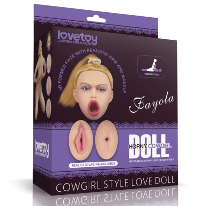 Lovetoy Cowgirl Style - dmuchana lalka z 3 otworami, blondynka