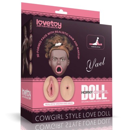Lovetoy Cowgirl Style - dmuchana lalka z 3 otworami, ciemna karnacja