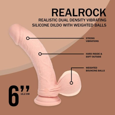 Dual Density Rechargeable Liquid Silicone Vibrator - Curved with Weighted Balls - 6" / 15 cm - Flesh