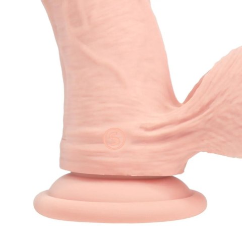 Dual Density Rechargeable Liquid Silicone Vibrator - Curved with Weighted Balls - 6" / 15 cm - Flesh