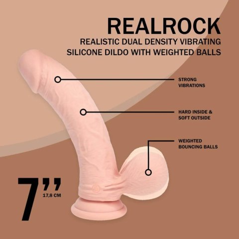 Dual Density Rechargeable Liquid Silicone Vibrator - Curved with Weighted Balls - 7" / 18 cm - Flesh