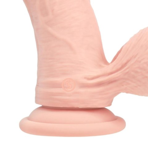 Dual Density Rechargeable Liquid Silicone Vibrator - Curved with Weighted Balls - 8" / 20 cm - Flesh