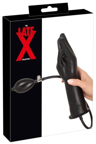 LateX - nadmuchiwane dildo w kształcie dłoni, czarne, 25 cm