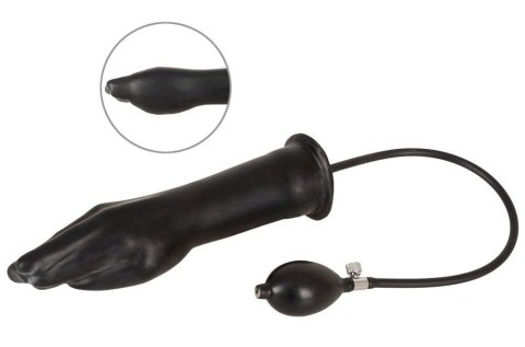 LateX - nadmuchiwane dildo w kształcie dłoni, czarne, 25 cm