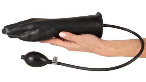 LateX - nadmuchiwane dildo w kształcie dłoni, czarne, 25 cm