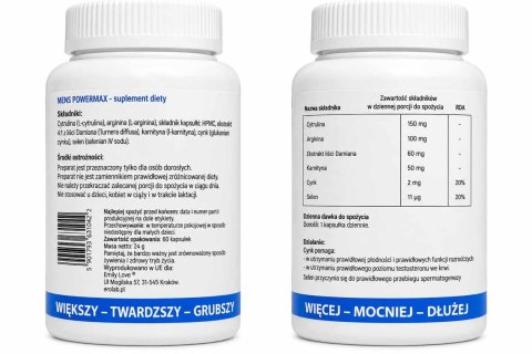 Emily Love Men's Powermax - suplement dla mężczyzn, 60 tabletek