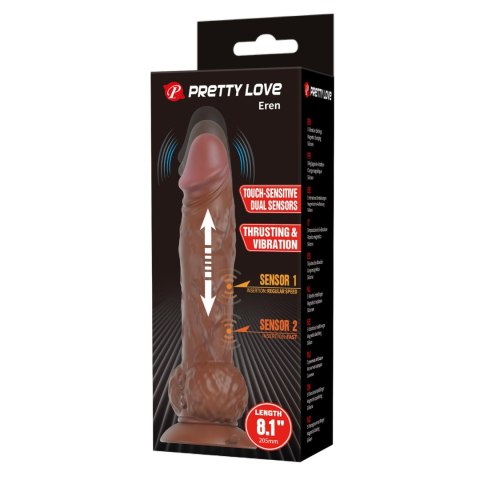Pretty Love Eren Dual Sensor Thrusting Dildo - Brown
