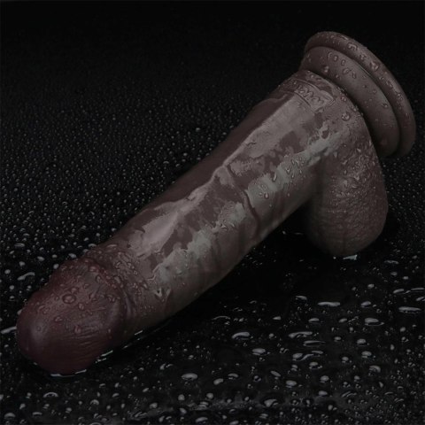 8'' Sliding Skin Pro II Dual Layer Silicone Dong (Black)